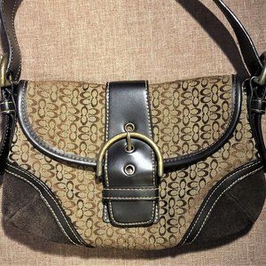 Coach Black Canvas and Leather Small Shoulder Bag